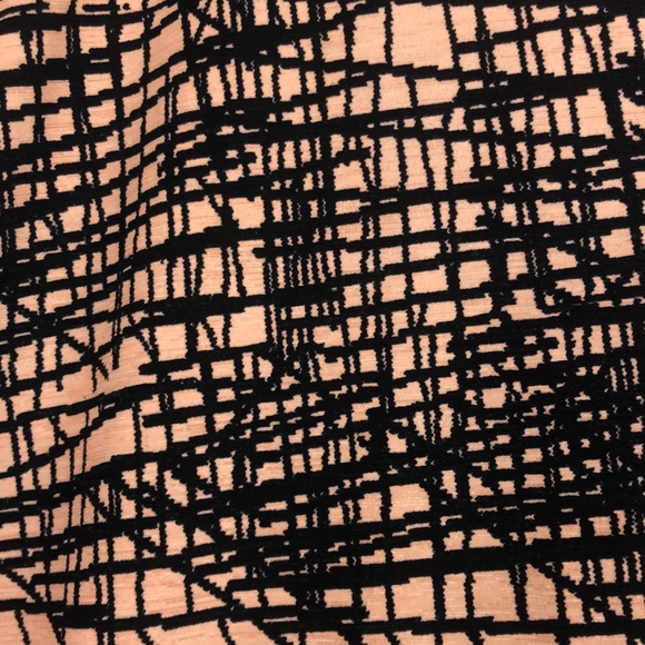 Pinkblush Lightweight Coral Pink with Black Abstract Geometric Lines Maxi Skirt - Picture 4 of 16